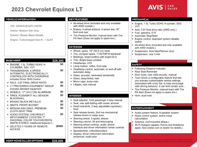 2023 CHEVROLET EQUINOX LT - 3GNAXUEG2PL189395