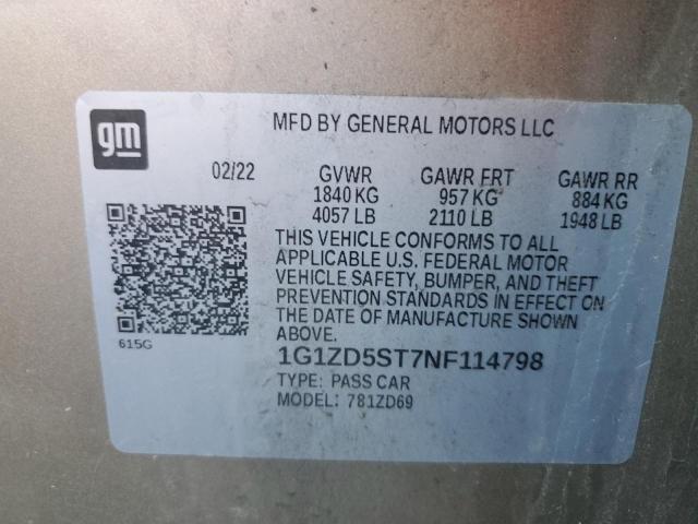 2022 CHEVROLET MALIBU LT 1G1ZD5ST7NF114798