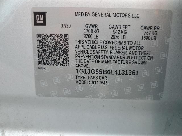 2020 CHEVROLET SONIC 1G1JG6SB6L4131361