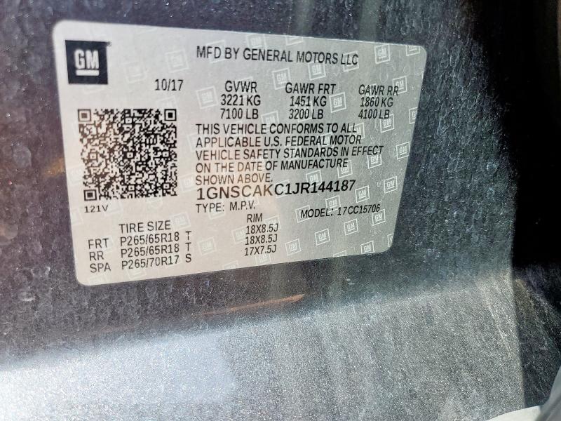 2018 CHEVROLET TAHOE C150 1GNSCAKC1JR144187