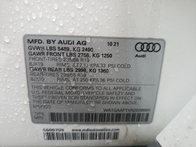 2022 AUDI Q5 PREMIUM WA1GAAFYXN2030885