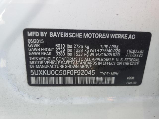 2015 BMW X6 SDRIVE3 5UXKU0C50F0F92045