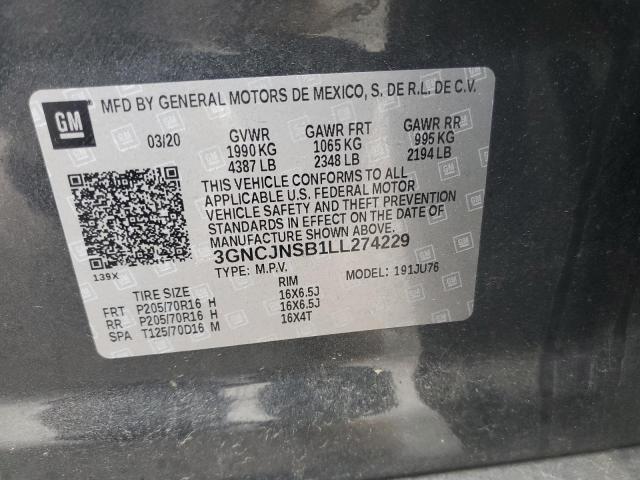 2020 CHEVROLET TRAX LS 3GNCJNSB1LL274229