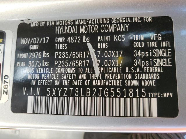 2018 HYUNDAI SANTA FE S 5XYZT3LB2JG551815