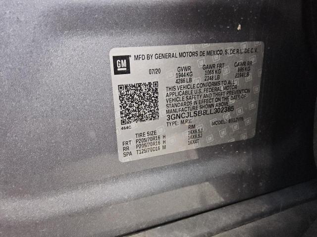 2020 CHEVROLET TRAX 1LT 3GNCJLSB8LL302385