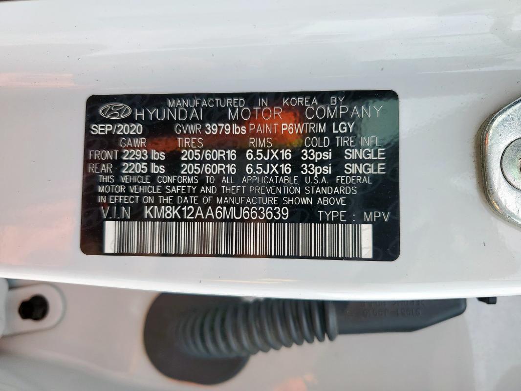 2021 HYUNDAI KONA SE KM8K12AA6MU663639