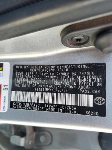 2019 TOYOTA CAMRY L AU 4T1B11HK4KU725755
