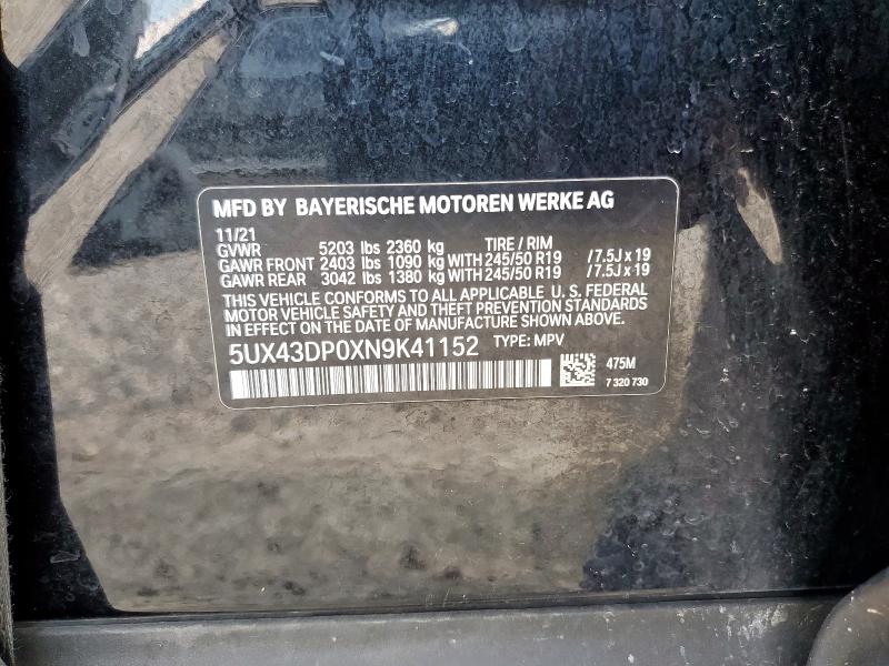 2022 BMW X3 SDRIVE3 5UX43DP0XN9K41152