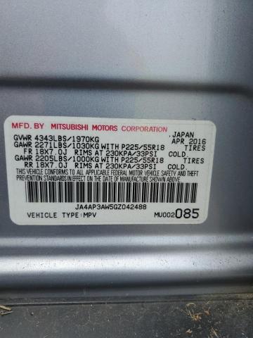 2016 MITSUBISHI OUTLANDER JA4AP3AW5GZ042488