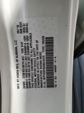 2017 HONDA RIDGELINE 5FPYK3F53HB013475