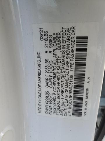 2021 HONDA ACCORD LX 1HGCV1F16MA051136
