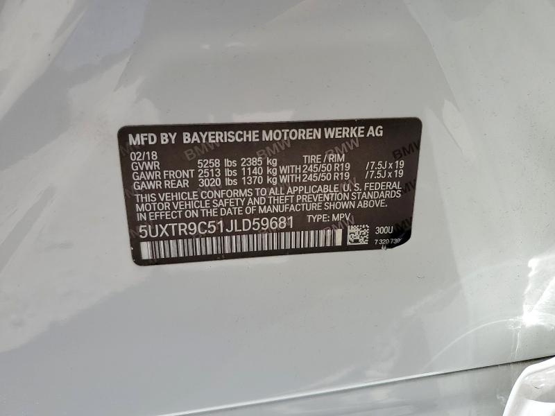 2018 BMW X3 XDRIVE3 5UXTR9C51JLD59681