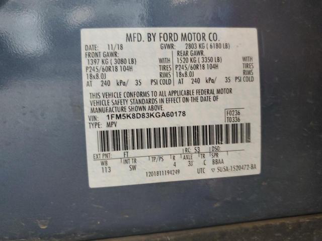 2019 FORD EXPLORER X 1FM5K8D83KGA60178