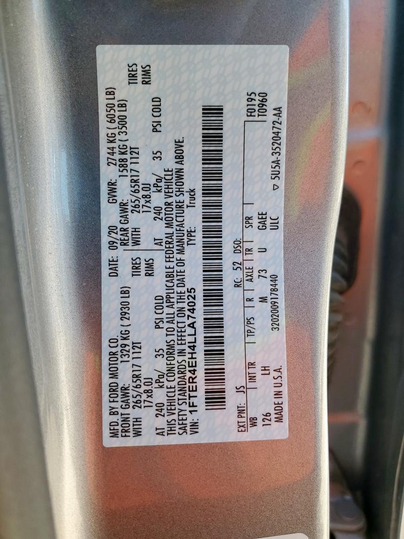 2020 FORD RANGER XL 1FTER4EH4LLA74025