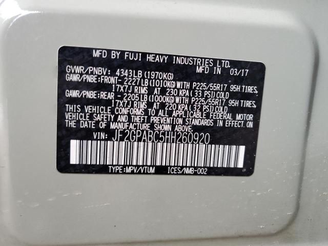 2017 SUBARU CROSSTREK JF2GPABC5HH260920
