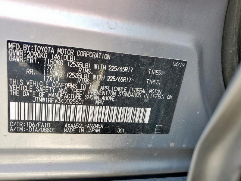 2019 TOYOTA RAV4 XLE - JTMW1RFV3KD025601