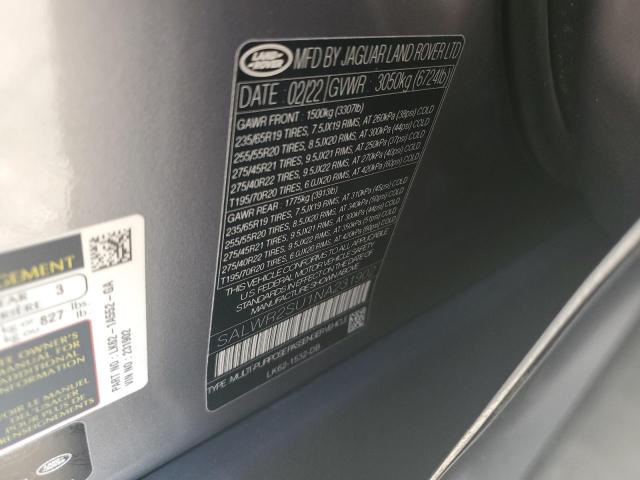 2022 LAND ROVER RANGE ROVE SALWR2SU1NA231902