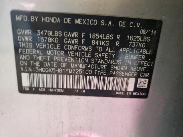 2015 HONDA FIT EX 3HGGK5H81FM725100