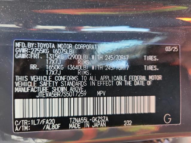 2025 TOYOTA 4RUNNER SR JTEVA5BR7S5017259