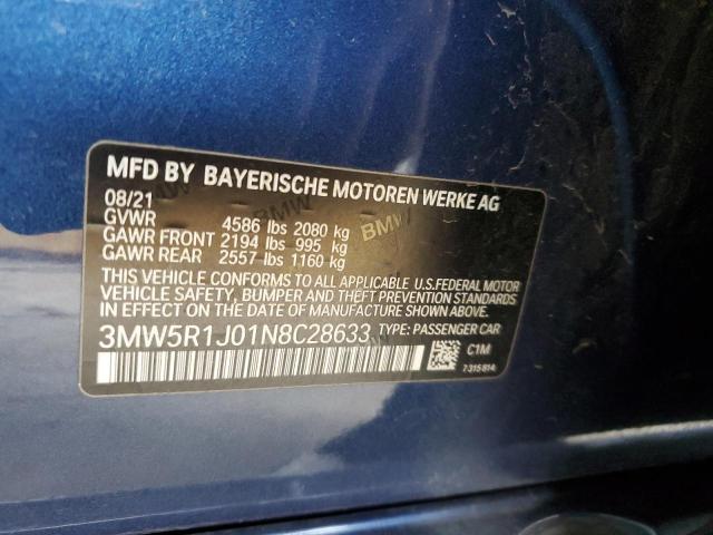 2022 BMW 330I 3MW5R1J01N8C28633