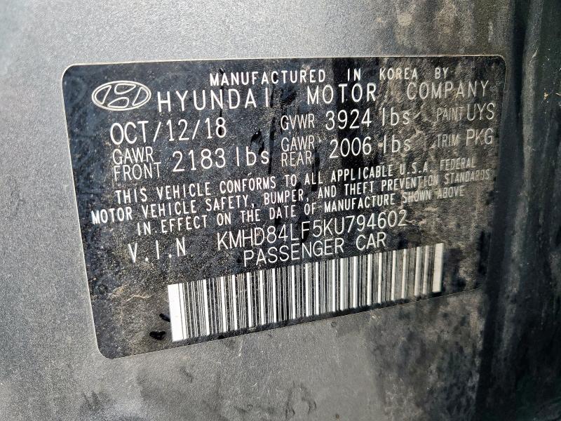 2019 HYUNDAI ELANTRA SE KMHD84LF5KU794602