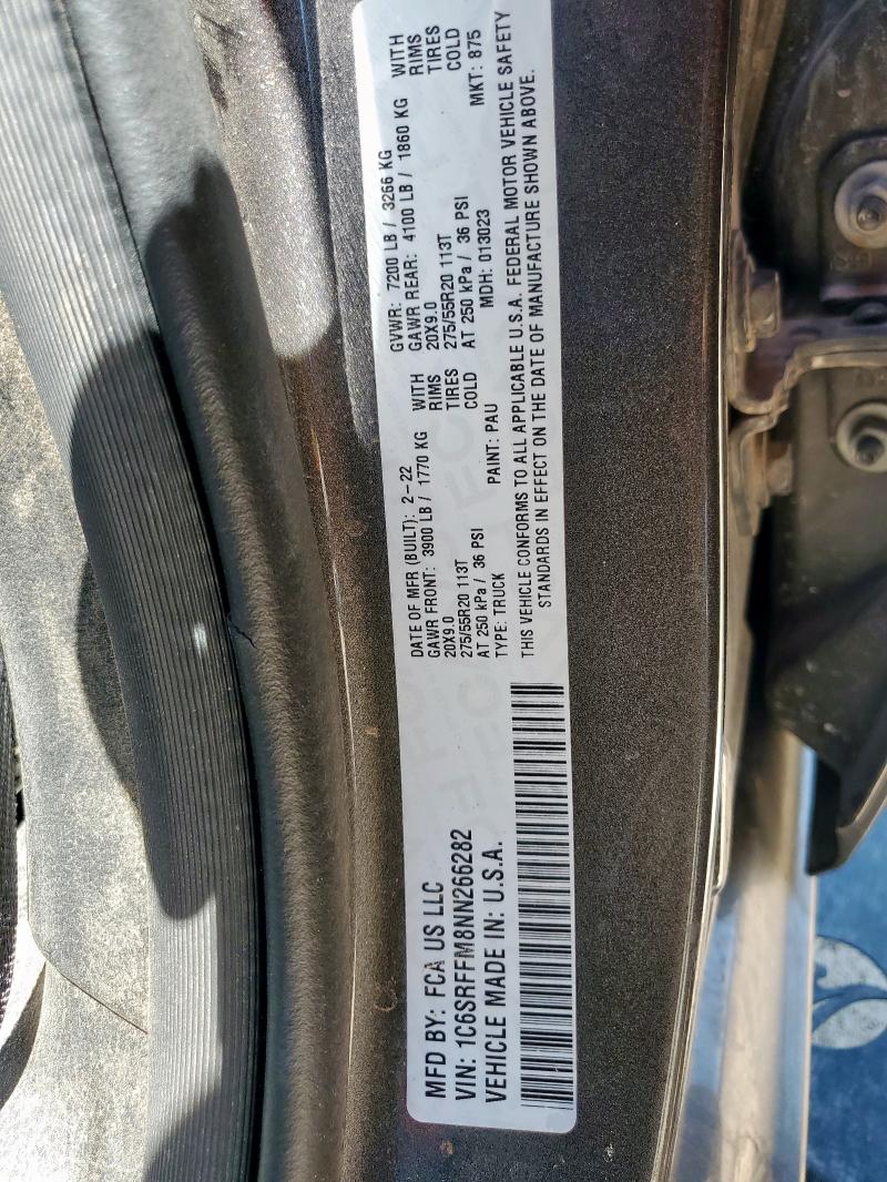 2022 RAM 1500 BIG H 1C6SRFFM8NN266282