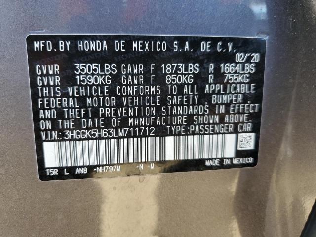 2020 HONDA FIT SPORT 3HGGK5H63LM711712