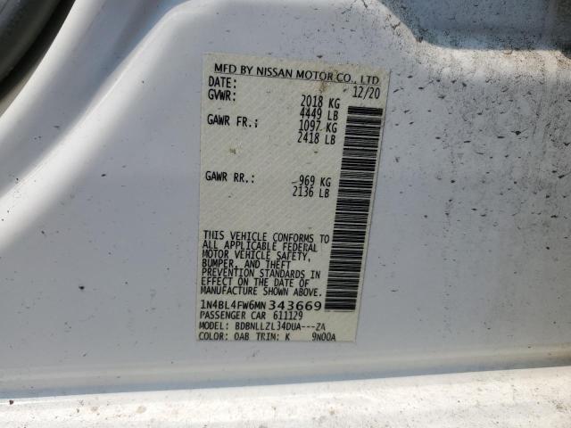 2021 NISSAN ALTIMA PLA - 1N4BL4FW6MN343669