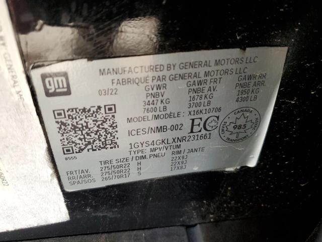 2022 CADILLAC ESCALADE S 1GYS4GKLXNR231661
