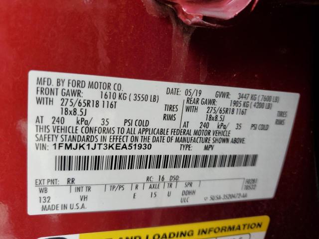 2019 FORD EXPEDITION MAX XLT 1FMJK1JT3KEA51930