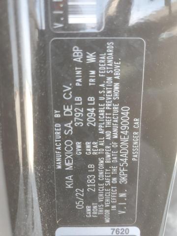 2022 KIA FORTE GT LINE 3KPF54AD0NE490040