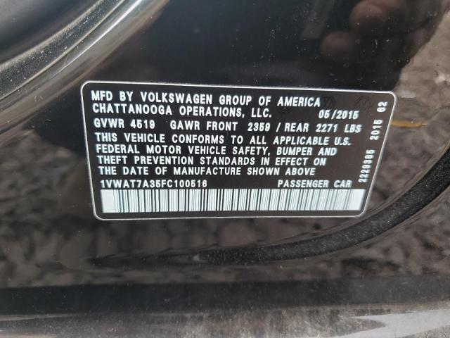 2015 VOLKSWAGEN PASSAT S 1VWAT7A35FC100516