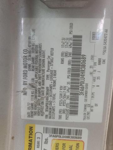 2017 FORD FUSION SE HYBRID - 3FA6P0LU4HR380689