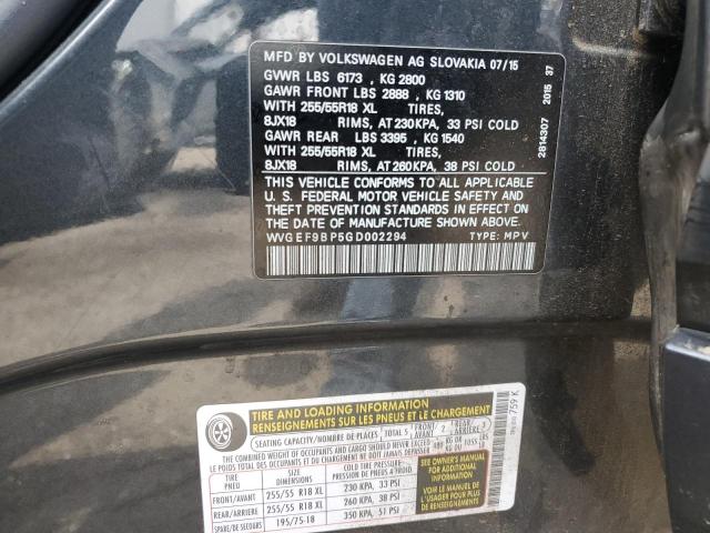 2016 VOLKSWAGEN TOUAREG SP WVGEF9BP5GD002294