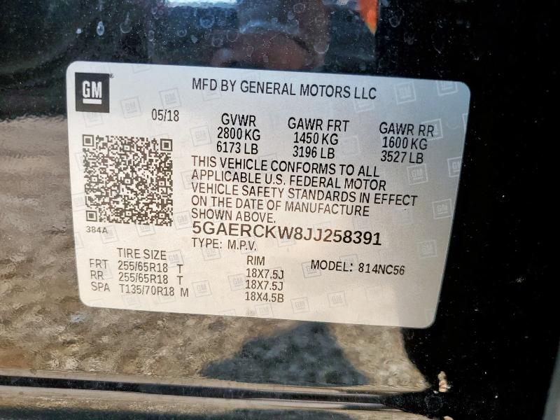 2018 BUICK ENCLAVE PR 5GAERCKW8JJ258391