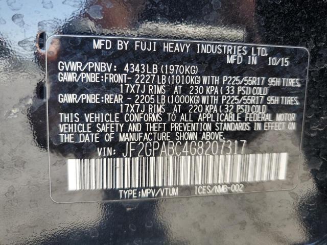 2016 SUBARU CROSSTREK PREMIUM JF2GPABC4G8207317