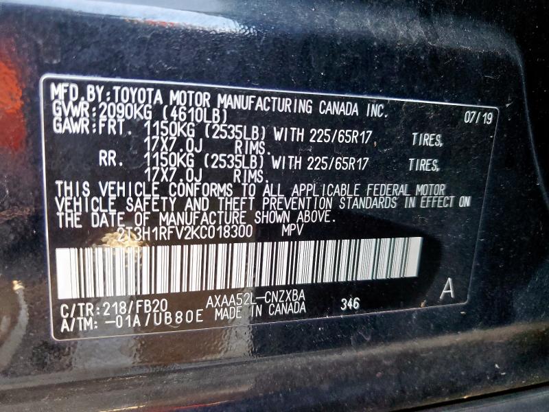 2019 TOYOTA RAV4 LE - 2T3H1RFV2KC018300