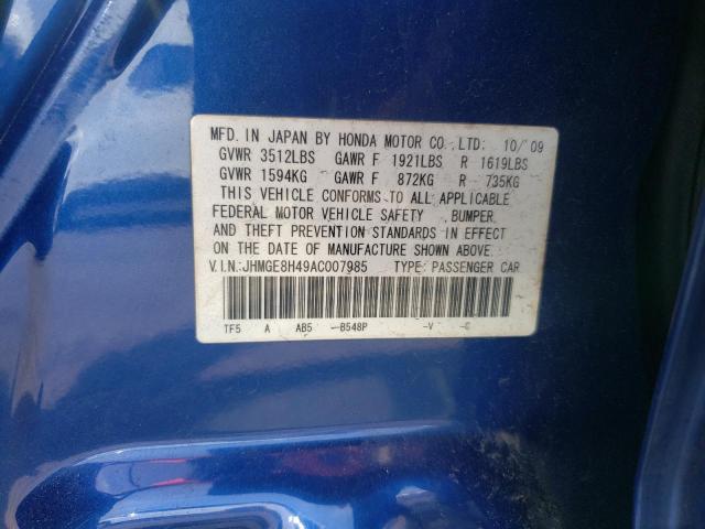 2010 HONDA FIT SPORT - JHMGE8H49AC007985