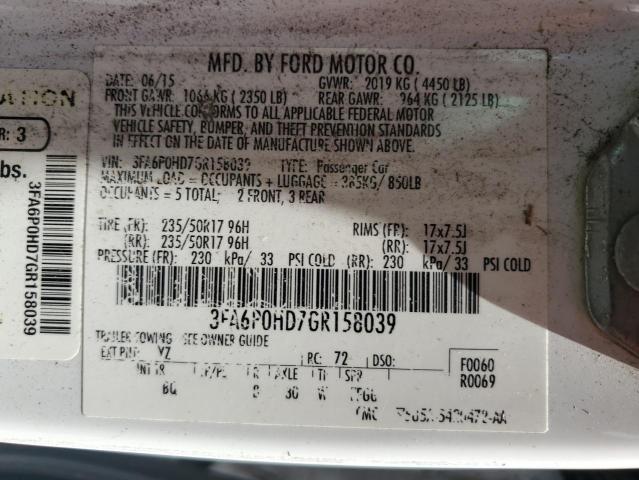 2016 FORD FUSION SE - 3FA6P0HD7GR158039