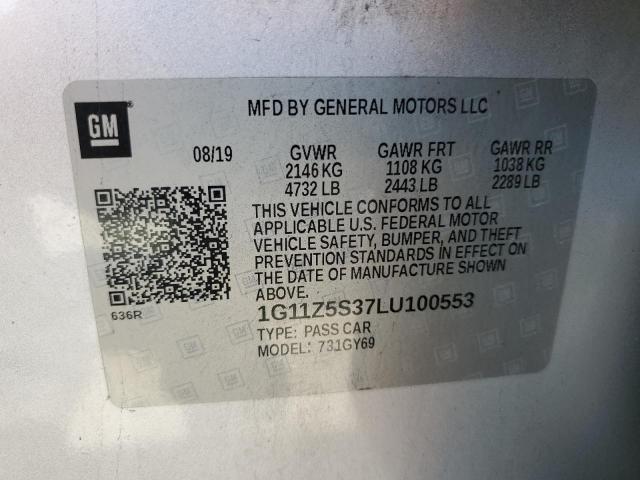 2020 CHEVROLET IMPALA LT 1G11Z5S37LU100553