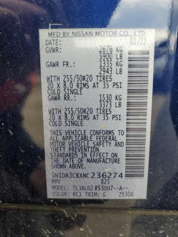 2022 NISSAN PATHFINDER SL 5N1DR3CBXNC236274