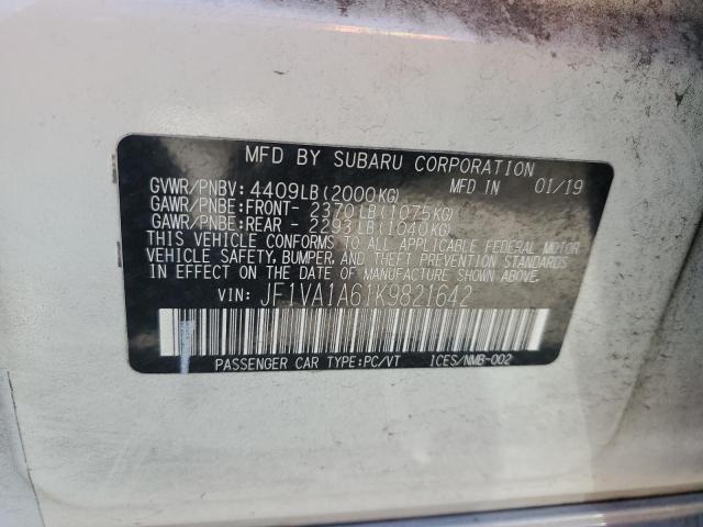 2019 SUBARU WRX JF1VA1A61K9821642