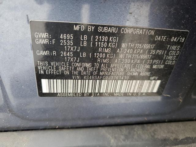 2018 SUBARU OUTBACK 2.5I PREMIUM 4S4BSAFC0J3361430