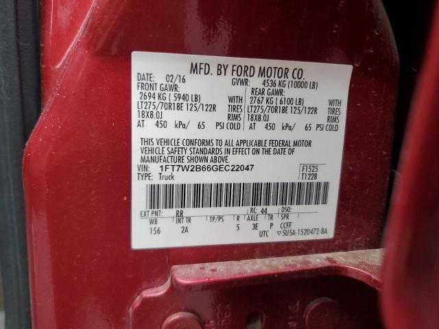 2016 FORD F250 SUPER DUTY 1FT7W2B66GEC22047