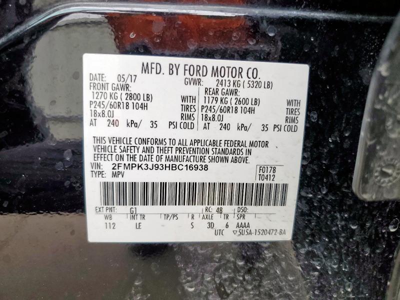 2017 FORD EDGE SEL - 2FMPK3J93HBC16938