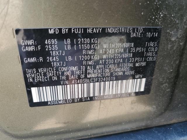 2015 SUBARU OUTBACK 2. 4S4BSBLC3F3240019