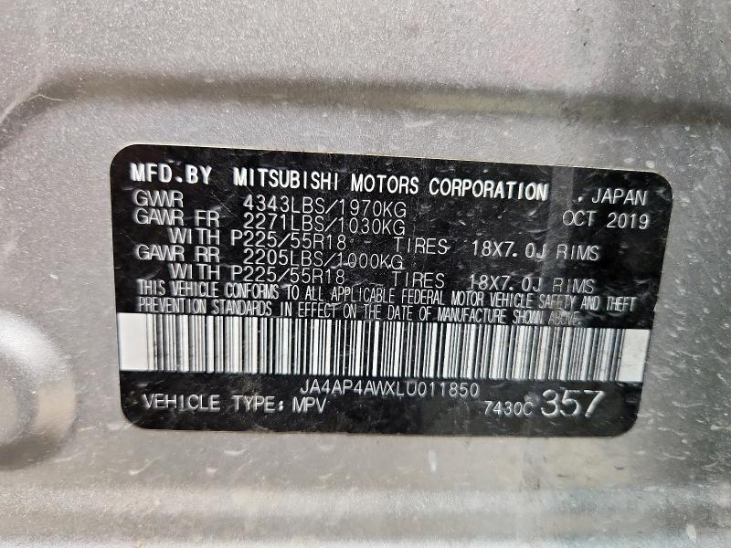 2020 MITSUBISHI OUTLANDER JA4AP4AWXLU011850
