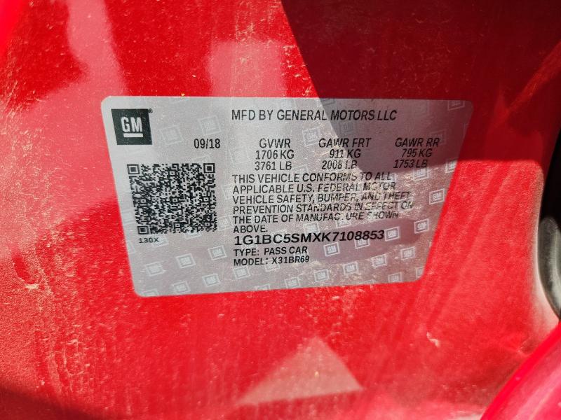 2019 CHEVROLET CRUZE LS 1G1BC5SMXK7108853