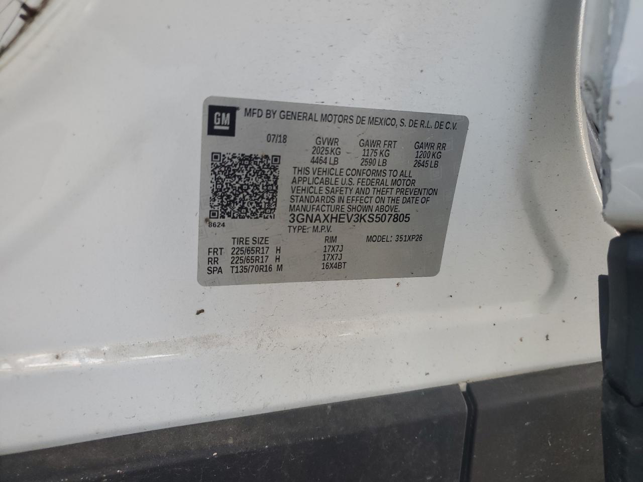 Lot #3246244098 2019 CHEVROLET EQUINOX LS