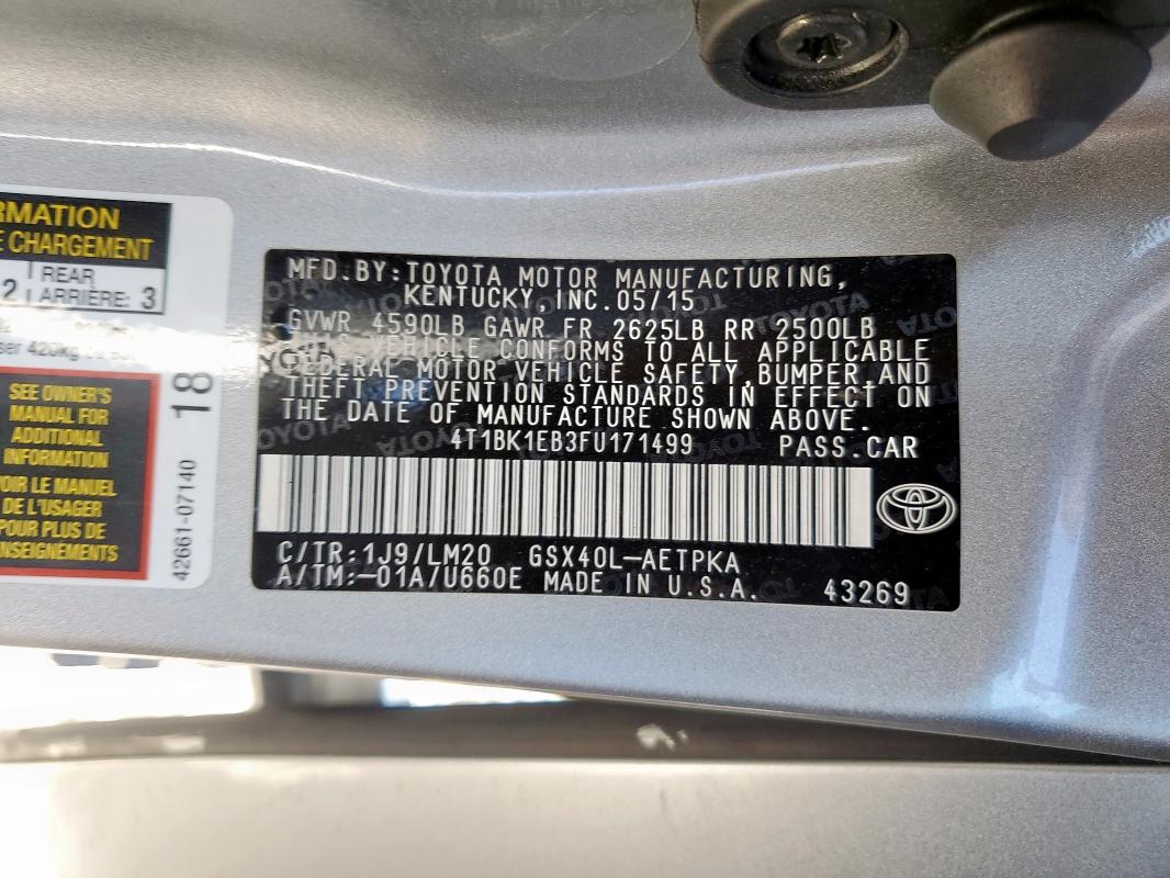 2015 TOYOTA AVALON XLE 4T1BK1EB3FU171499